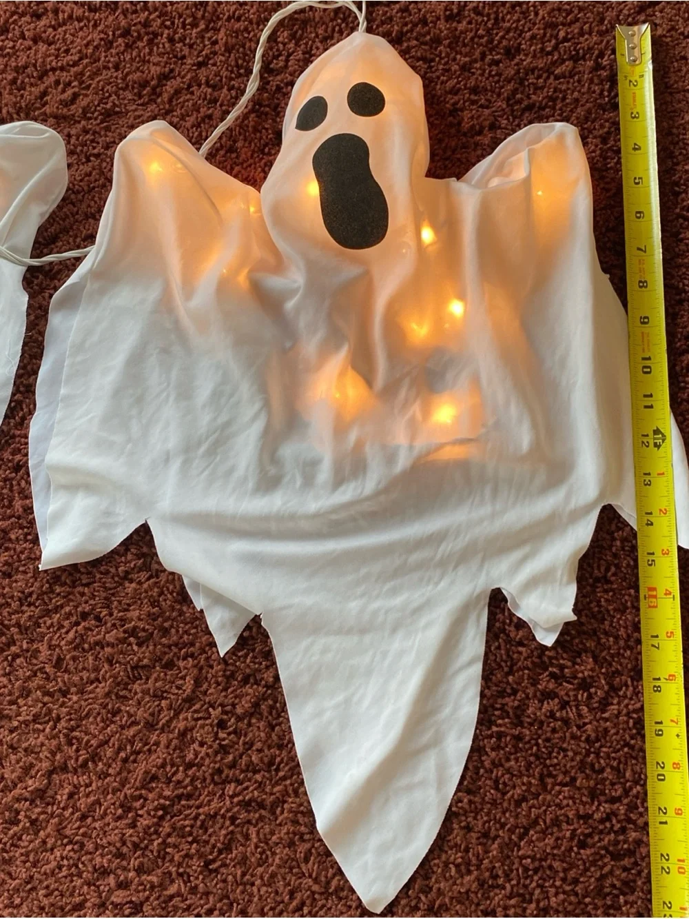 Halloween Ghost String Lights With 3 Fabric Ghosts Set Works Holiday Party Large